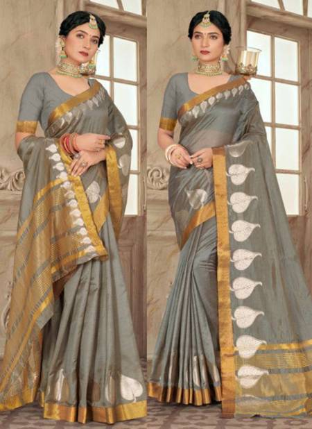 Gray Colour SANGAM MEERA 2 New Exclusive Wear Designer Fancy Cotton Saree Collection 1389